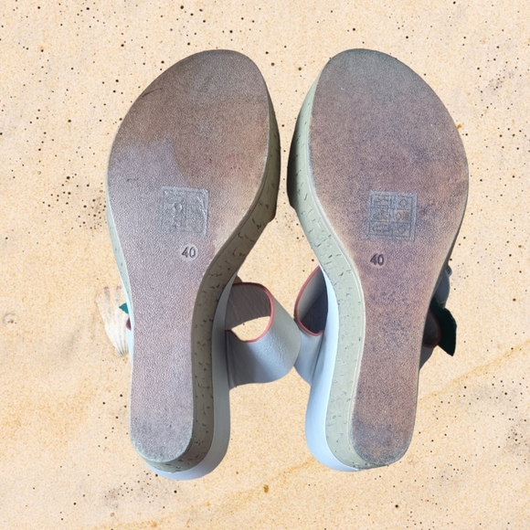 Patrizia by Spring Step | Yellow & Beige Flowerette Wedge Sandals - Picture 4 of 8